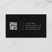 Carte De Visite Luxury Real Estate Agent Elegant Black QR Code  (Dos)
