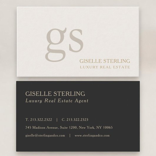 Carte De Visite Luxury Real Estate Agent Monogram Professional