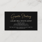 Carte De Visite Luxury Real Estate Agent QR Code Black Gold Photo  (Dos)