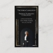 Carte De Visite Luxury Real Estate Black Gold Photo Monogram (Dos)