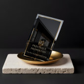 Carte De Visite Luxury Real Estate Black Gold Photo Monogram