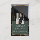 Carte De Visite Luxury Real Estate Black Gold Photo Monogram (Devant)