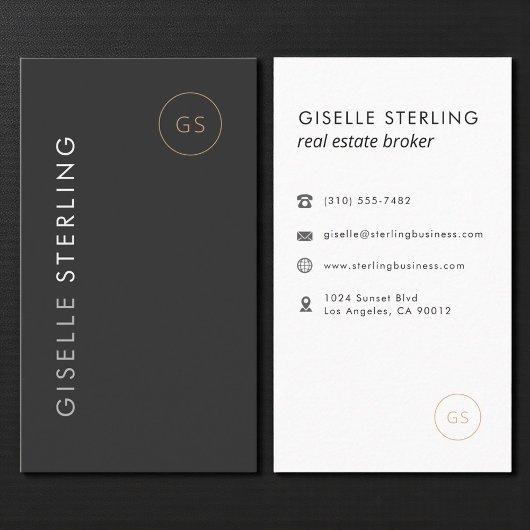 Carte De Visite Luxury Real Estate Broker Black Gold Elegant