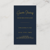 Carte De Visite Luxury Real Estate Navy Blue Gold Professional (Dos)