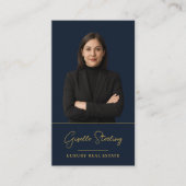 Carte De Visite Luxury Real Estate Navy Blue Gold Professional (Devant)