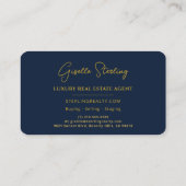 Carte De Visite Luxury Real Estate Navy Blue Gold Script  (Dos)