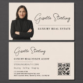Carte De Visite Luxury Real Estate Neutral Beige QR Code