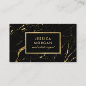 Carte De Visite Luxury Realtor Black Gold Marble (Devant)