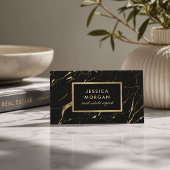Carte De Visite Luxury Realtor Black Gold Marble