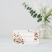 Carte De Visite Luxury Romantic Blush Floral Peony and Gold Frame (Debout devant)