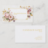 Carte De Visite Luxury Romantic Blush Floral Peony and Gold Frame (Devant / Derrière)