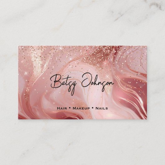 Carte De Visite Luxury Rose Gold and Glitter Marbled (Devant)