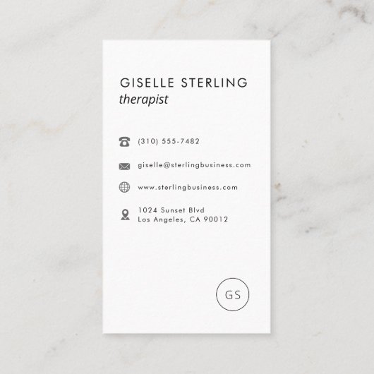 Carte De Visite Luxury Therapist Black Minimalist Modern (Dos)