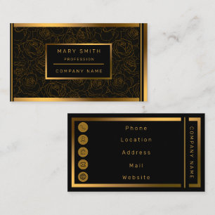 Carte De Visite Luxury Trendy Black Gold Rose Ajouter votre texte