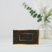 Carte De Visite Luxury Trendy Black Gold Rose Ajouter votre texte  (Debout devant)