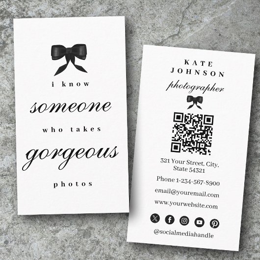 Carte De Visite Luxury Unique Elegant Photographer QR Code