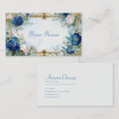 Carte De Visite Luxury Victorian Blue Floral Ornate Gold Frame (Devant / Derrière)