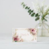 Carte De Visite Luxury Victorian Blush Rose Floral and Gold Frame (Debout devant)