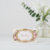 Carte De Visite Luxury Victorian Ornate Gold Oval Frame Blush Rose (Debout devant)