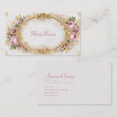 Carte De Visite Luxury Victorian Ornate Gold Oval Frame Blush Rose (Devant / Derrière)