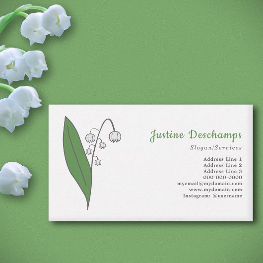 Carte De Visite Lys botanique de la Fleur de Vallée Pastel