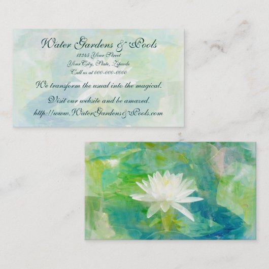 Carte De Visite Lys d'eau blanche (Devant / Derrière)