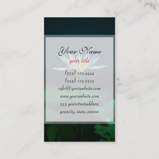 Carte De Visite Lys d'eau blanche (Dos)