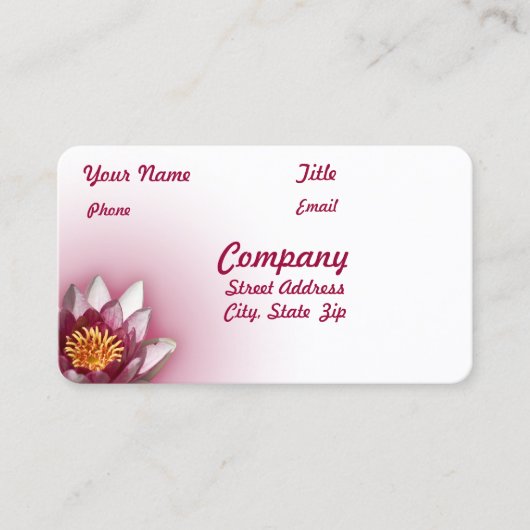 Carte De Visite Lys d'eau rose (Devant)