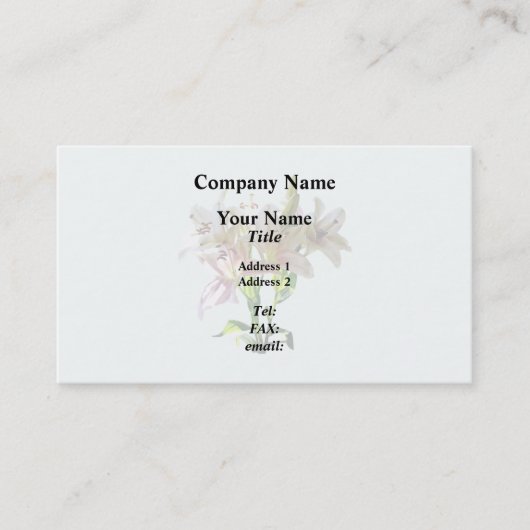 Carte De Visite Lys rose pâle rétroéclairés (Devant)