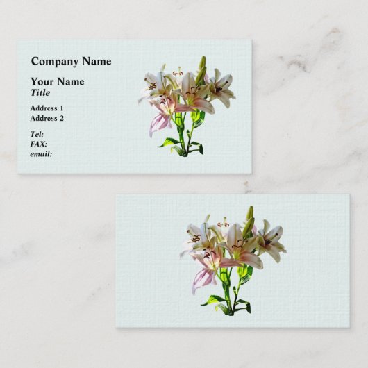 Carte De Visite Lys rose pâle rétroéclairés (Devant / Derrière)