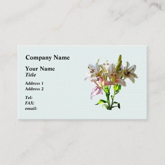 Carte De Visite Lys rose pâle rétroéclairés (Devant)