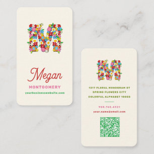 Carte De Visite M Alphabet Monogramme Lettre Fleurs Colorées de Pr
