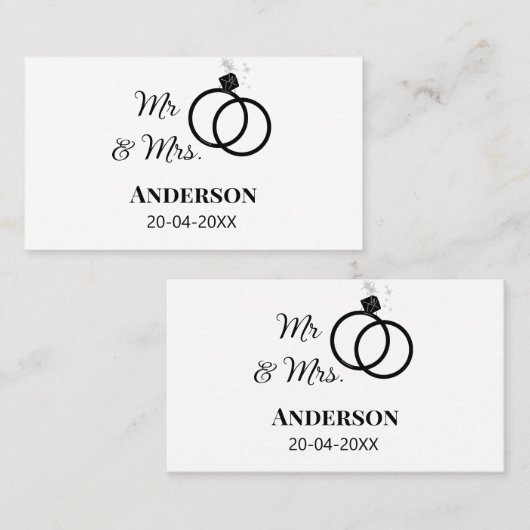 Carte De Visite M. & Mme ajouter nom de famille date année mariage (Devant / Derrière)