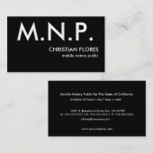 Carte De Visite M.N.P., FLORES CHRÉTIEN, notaire mobile (Devant / Derrière)