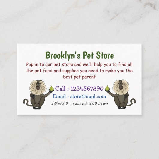 Carte De Visite Macaque singe à queue de lion de dessin animé drôl (Devant)