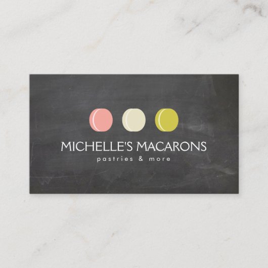 Carte De Visite MACARON COOKIE TRIO LOGO sur CHALKBOARD pour boula (Devant)