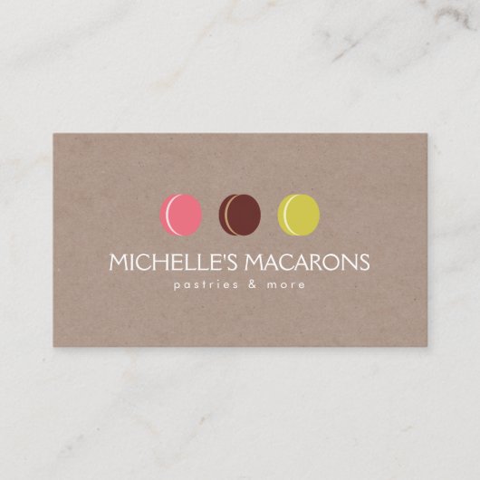 Carte De Visite MACARON COOKIE TRIO LOGO sur KRAFT PAPER pour boul (Devant)