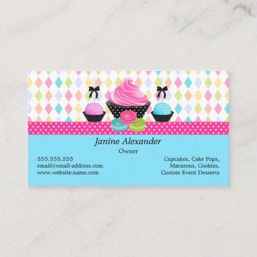 Carte De Visite Macaron de gâteaux de cupcake (Dos)