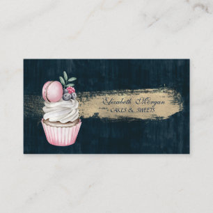 Carte De Visite Macaron moderne Cute Cupcake Boulangerie Brush Str