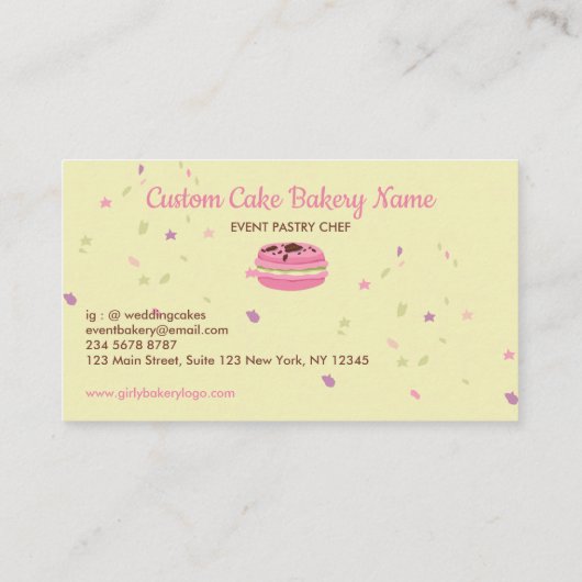 Carte De Visite Macaron Stars Élégant (Dos)