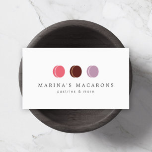 Carte De Visite MACARON TRIO LOGO 3 en français sur blanc