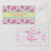 Carte De Visite Macarons À Bain Et Motif À Cupcake En Aquarelle (Devant / Derrière)