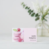 Carte De Visite Macarons framboises roses Pâtisserie française (Debout devant)
