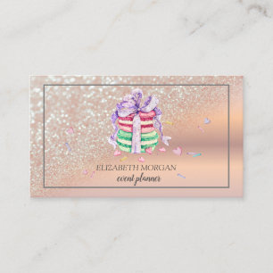 Carte De Visite Macarons ombrés avec effet bokeh pailleté élégant 