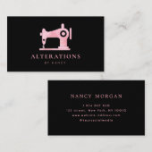 Carte De Visite Machine à coudre Aquarelle Rose (Devant / Derrière)