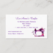 Carte De Visite Machine à coudre Artisanat violet (Dos)