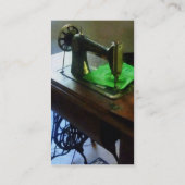 Carte De Visite Machine à coudre avec du tissu vert (Dos)