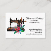 Carte De Visite Machine à coudre Avec Fleurs Vêtements Altération (Devant)