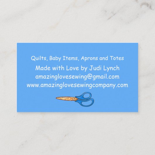 Carte De Visite Machine à coudre bleu clair customisée (Dos)