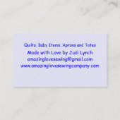 Carte De Visite Machine à coudre bleue et or customisée 2 (Dos)